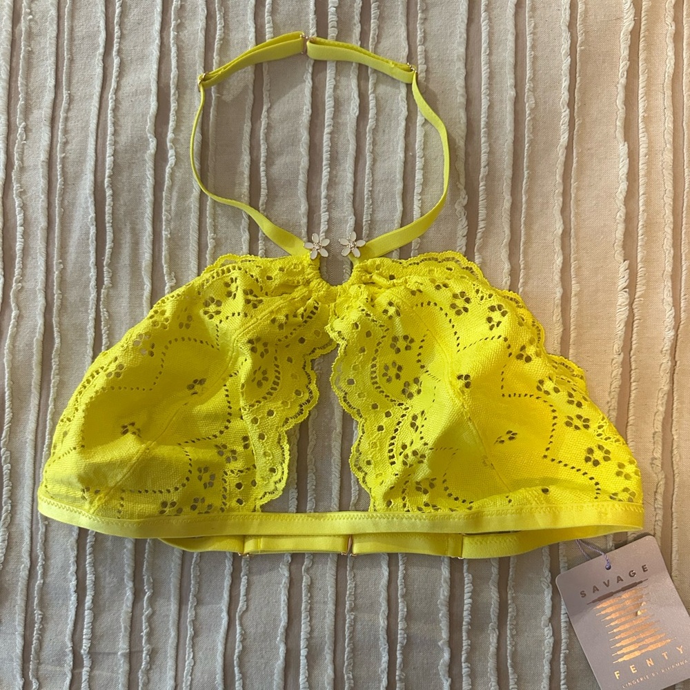 Savage X Fenty Vibrant Yellow Lace Halter Bralette